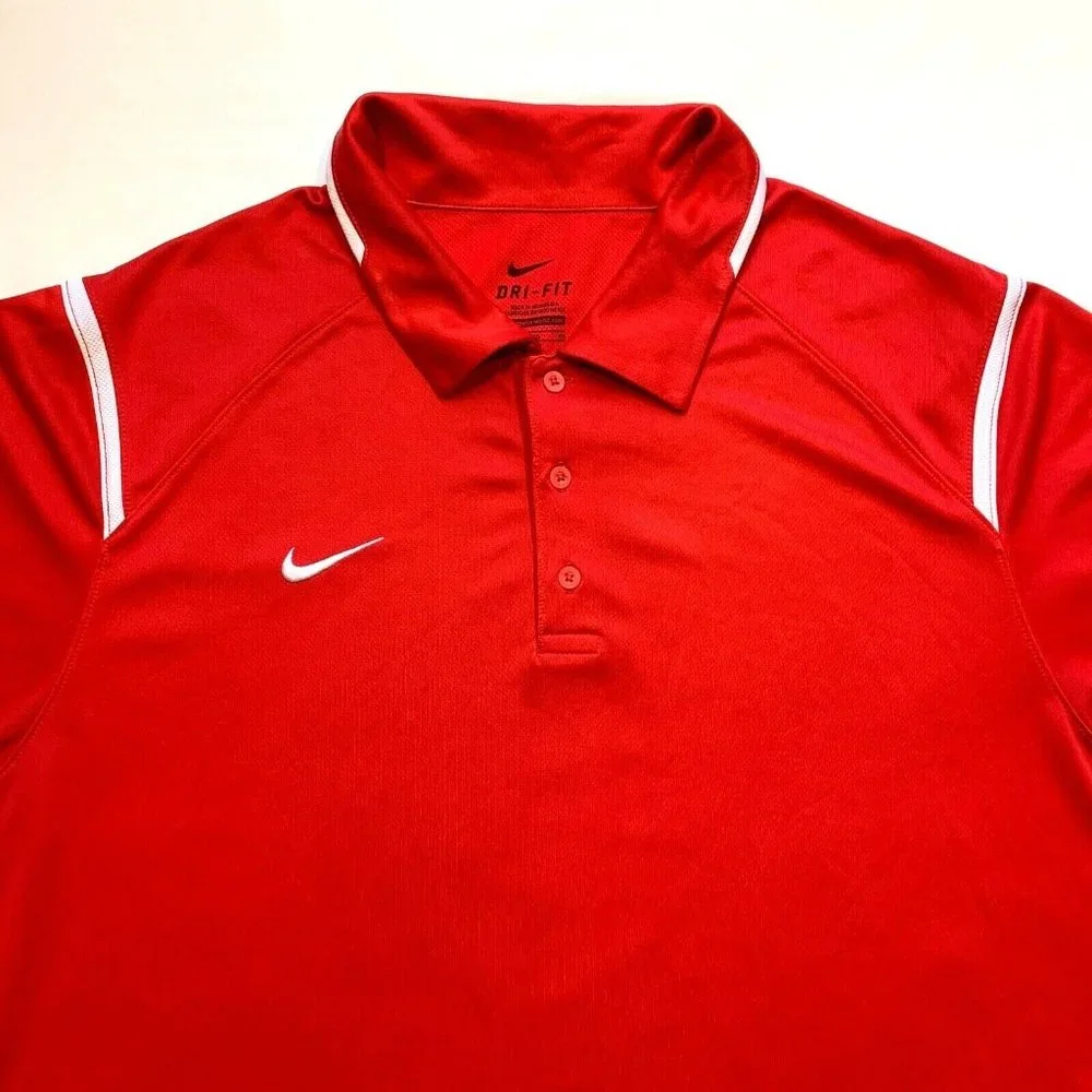 Nike Dri-Fit Polo Shirt Mens XL Golf‎ Short Sleeve Athletic Swoosh Active Red